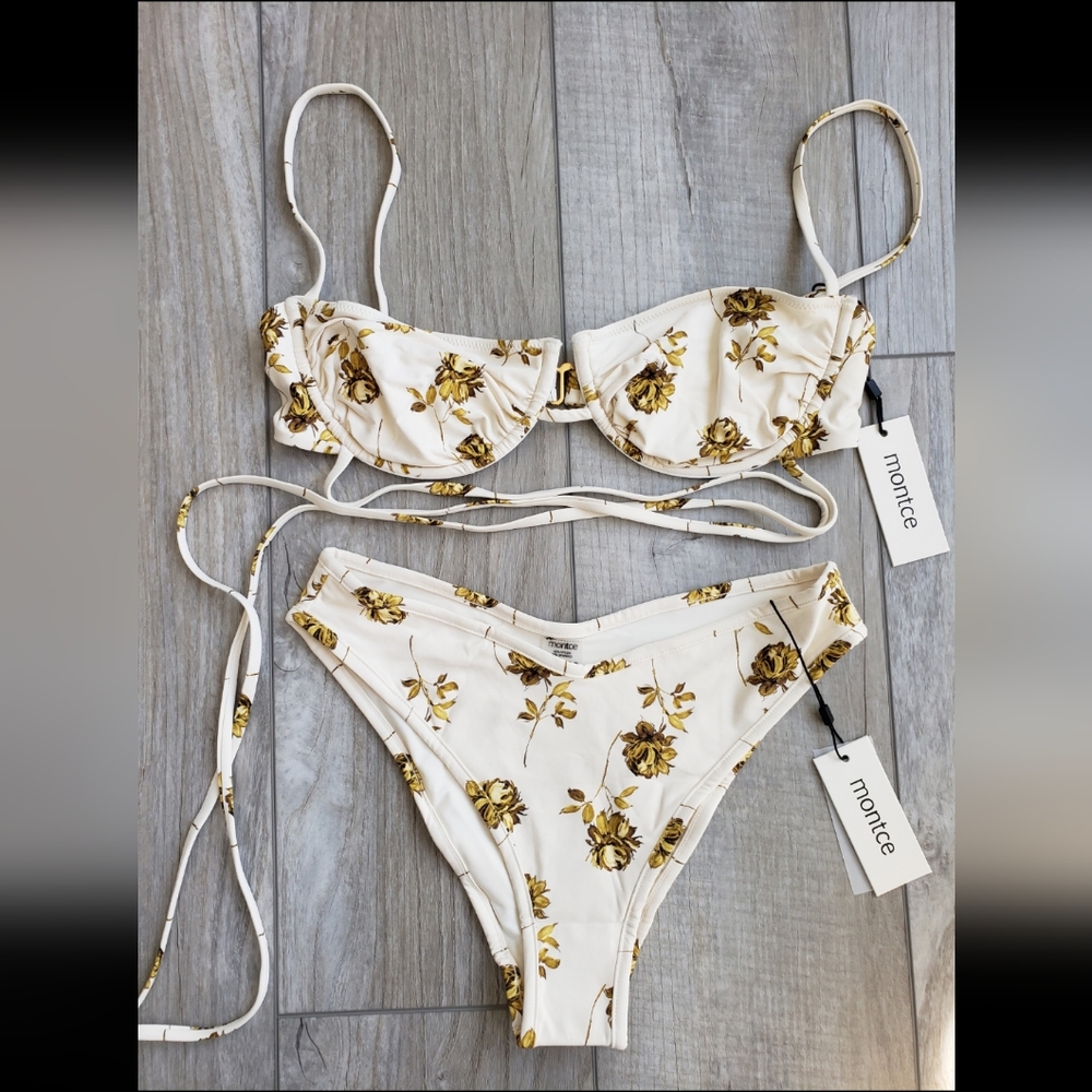 Montce Bikini Set- Gold Filigree Simone Top and Lulu Bottoms NWT